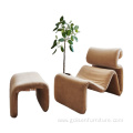 Modern designer furniture fiberglass and fabric curved chair